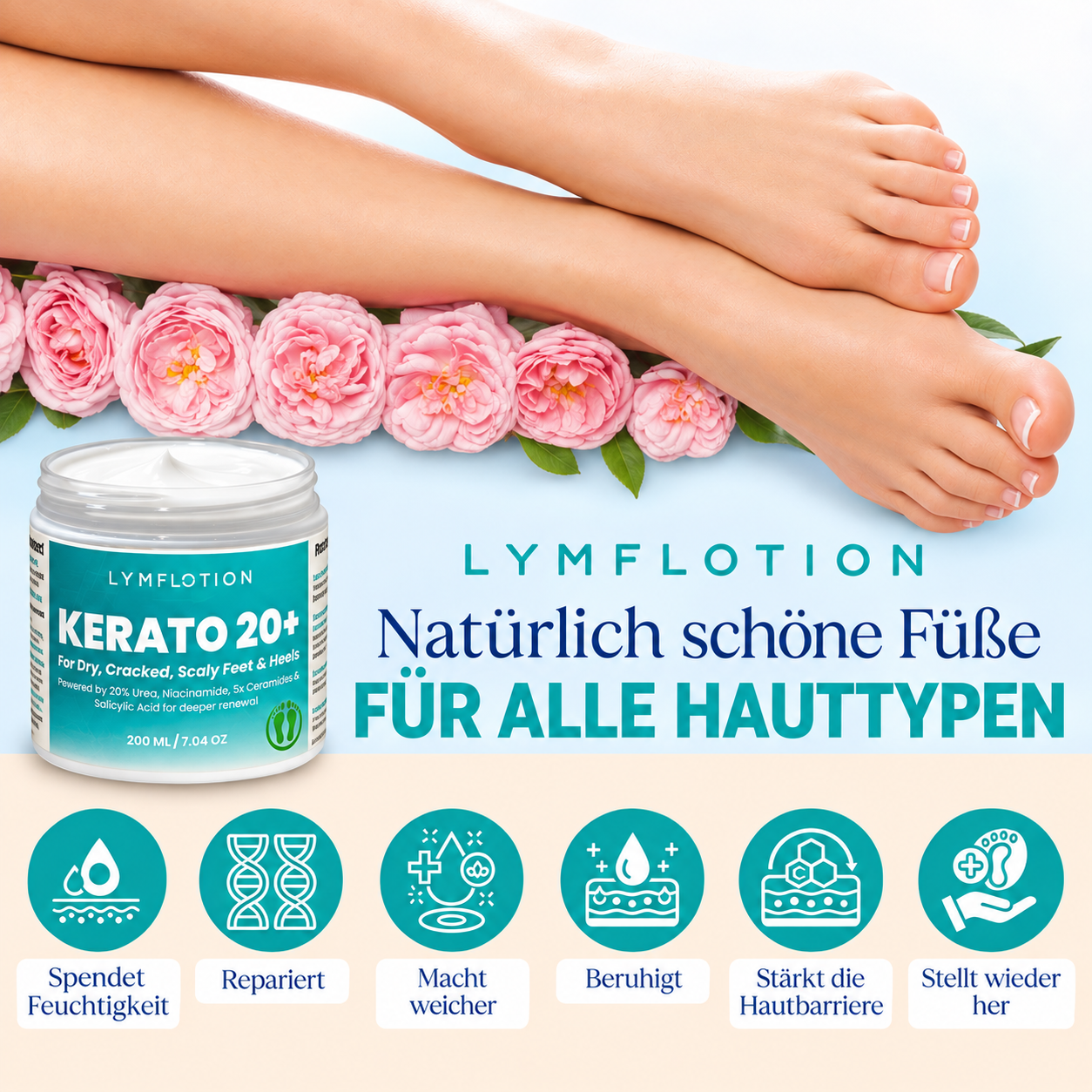 Urea 20% Intensiv-Fußcreme für trockene & rissige Füße, nicht fettend