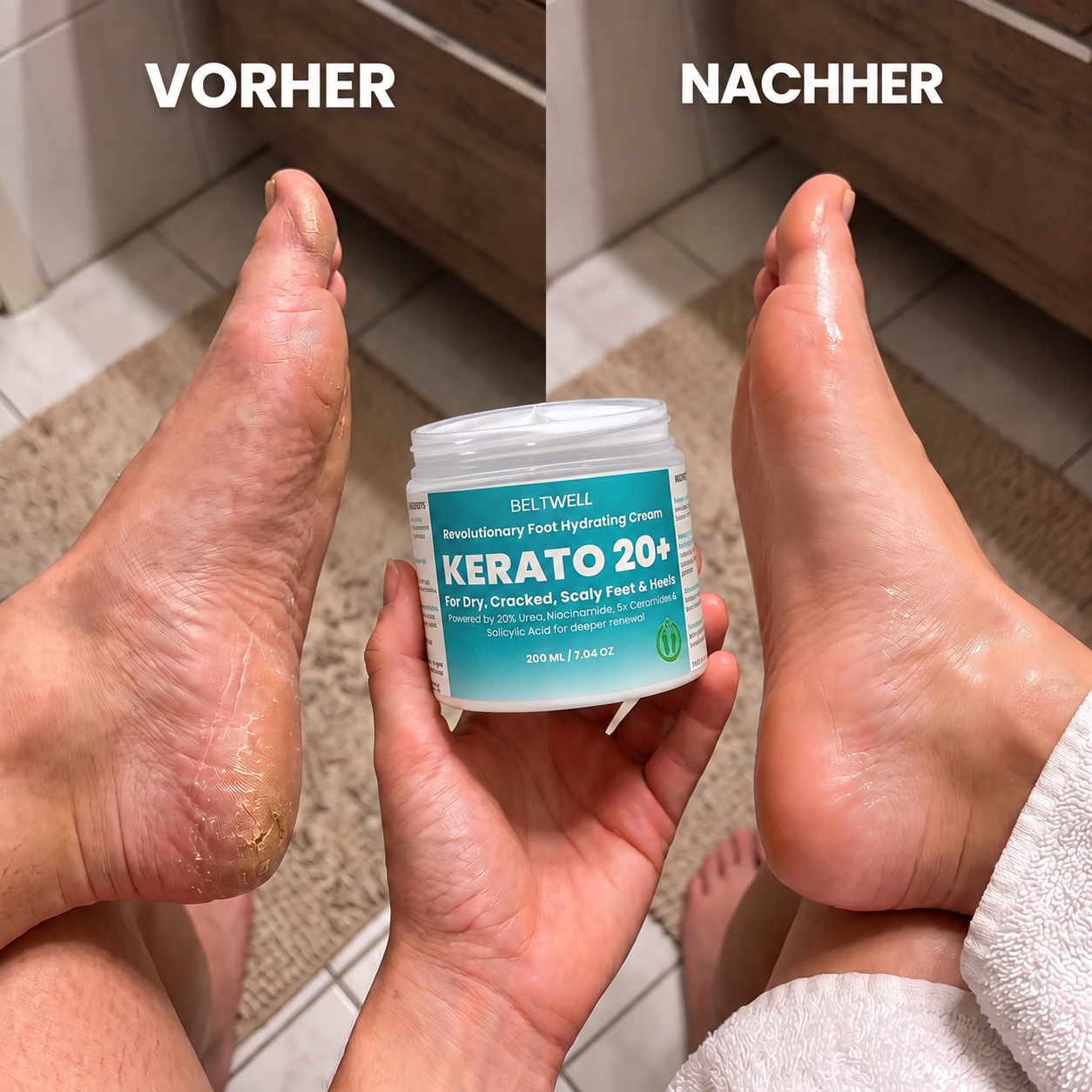 Urea 20% Intensiv-Fußcreme für trockene & rissige Füße, nicht fettend