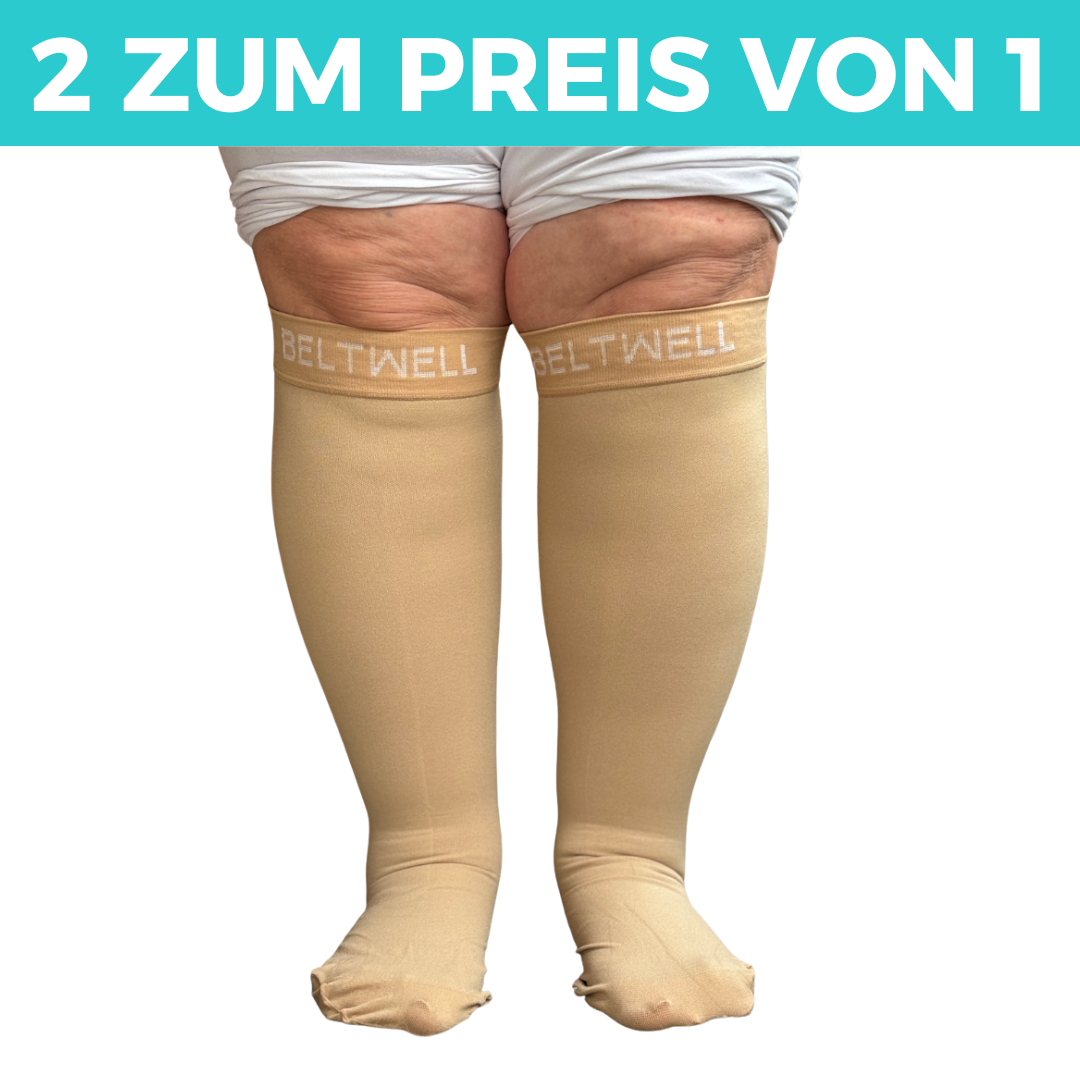 Beltwell® – Extraweite, Rutschfeste Kompressionssocken gegen Einschnüren – 20–30 mmHg