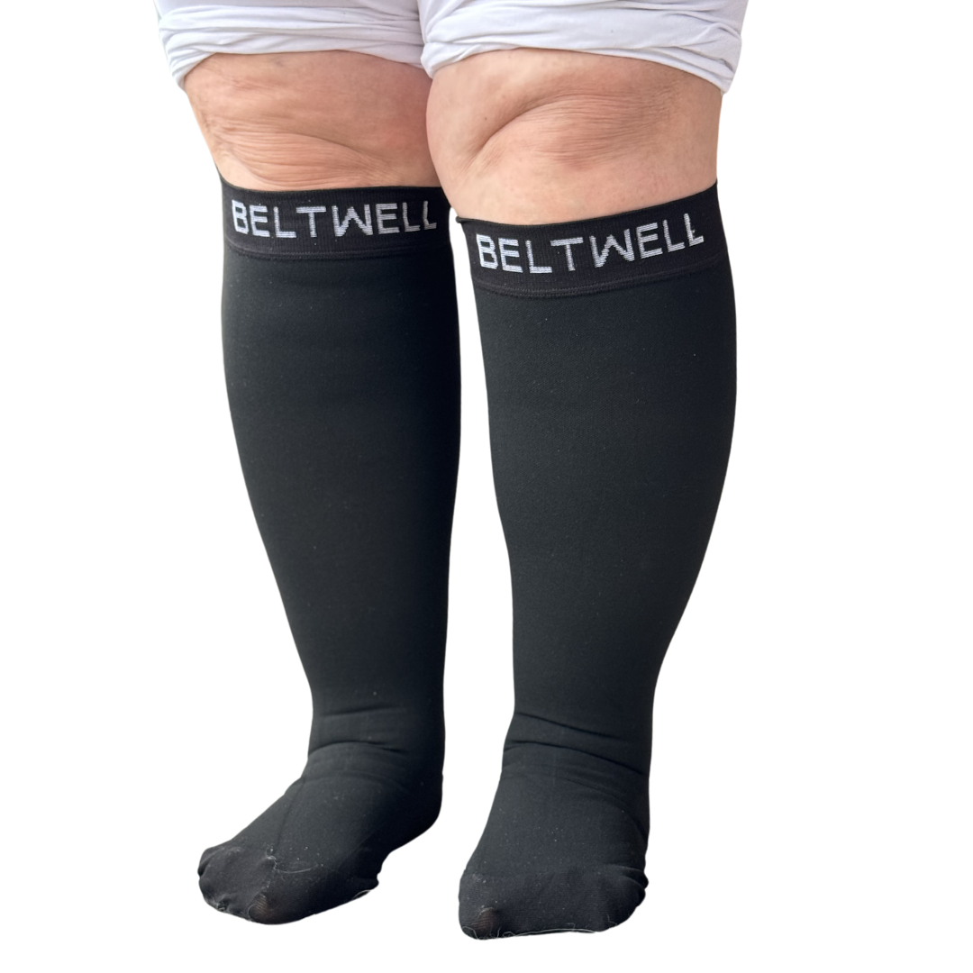 Beltwell® – Extraweite, Rutschfeste Kompressionssocken gegen Einschnüren – 20–30 mmHg